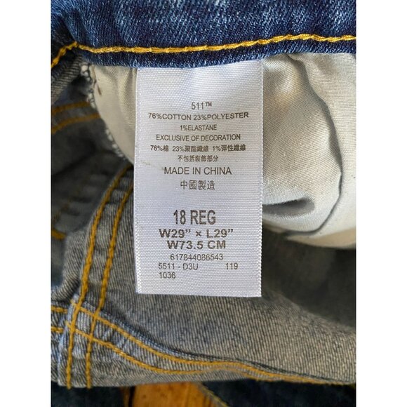 Levis 511 Slim Fit‎ Youth Jeans 18 Regular 29x29 Mid Wash Stretch Denim Modern - Picture 5 of 8